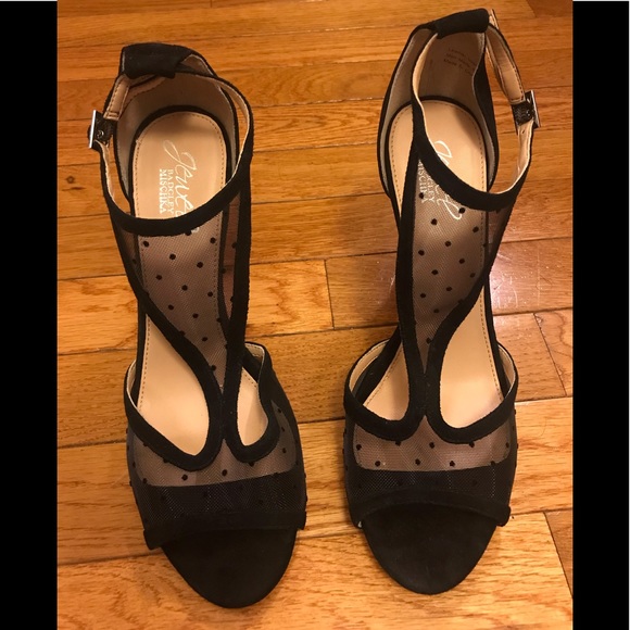 Badgley Mischka Shoes - Badgley Mischka Black Mesh Polka Dot Heels Size: 8